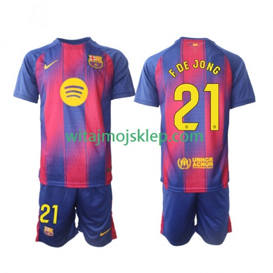 Koszulka FC Barcelona Frenkie de Jong 21 Dziecięca Stroje Domowe 2025-2026 Krótkie Rękawy