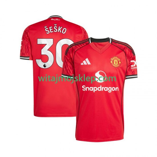 Koszulka Manchester United Benjamin Sesko 30 Męska Stroje Domowe 2025-2026 Krótkie Rękawy