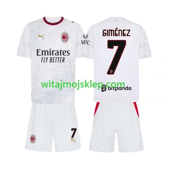 Koszulka AC Milan Gimenez 7 Dziecięca Stroje Wyjazdowe 2026-2027 Krótkie Rękawy