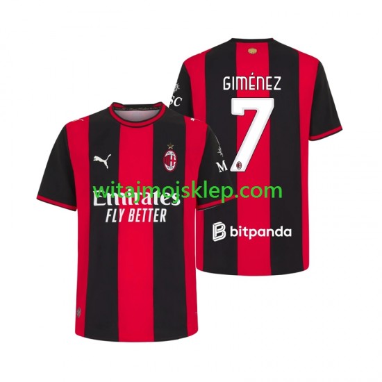Koszulka AC Milan Gimenez 7 Męska Stroje Domowe 2026-2027 Krótkie Rękawy