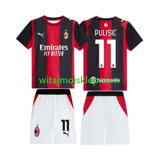 Koszulka AC Milan Pulisic 11 Dziecięca Stroje Domowe 2026-2027 Krótkie Rękawy