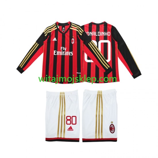 Koszulka AC Milan RONALDINHO 80 2013 2014 Retro Dziecięca Stroje Domowe Długie Rękawy