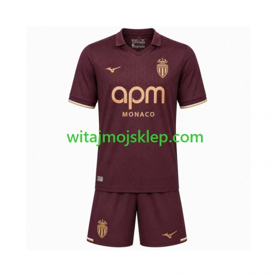 Koszulka AS Monaco Dziecięca Stroje Wyjazdowe 2026-2027 Krótkie Rękawy