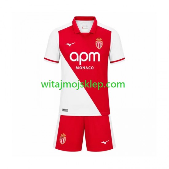 Koszulka AS Monaco Dziecięca Stroje Domowe 2026-2027 Krótkie Rękawy