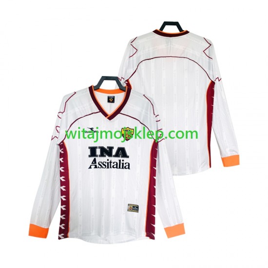 Koszulka AS Roma 2000 Retro Męska Stroje Wyjazdowe 1999 Długie Rękawy