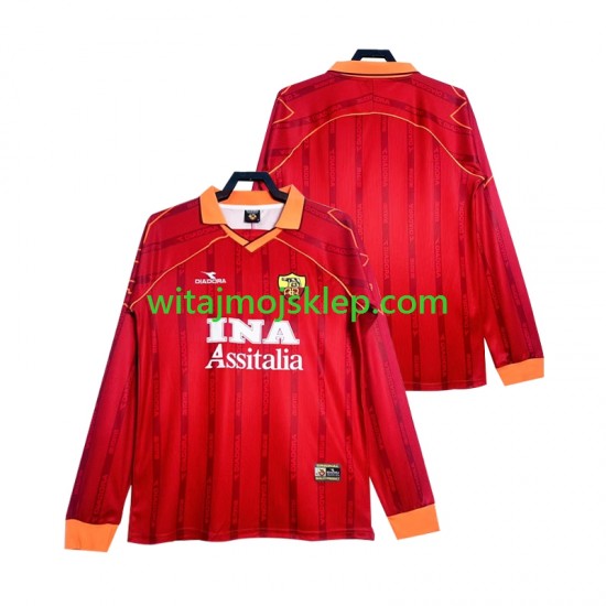Koszulka AS Roma 2000 Retro Męska Stroje Domowe 1999 Długie Rękawy