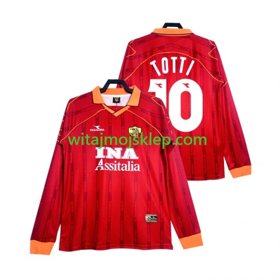 Koszulka AS Roma Totti 10 2000 Retro Męska Stroje Domowe 1999 Długie Rękawy