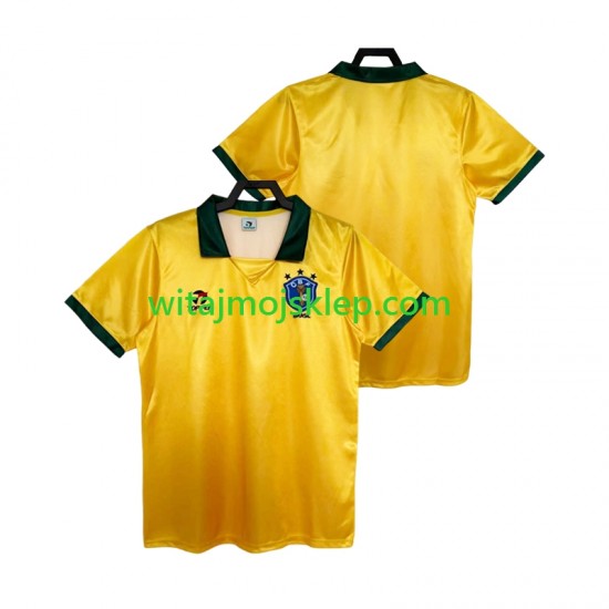 Koszulka Reprezentacja Brazylii 1988 Retro Męska Stroje Domowe Krótkie Rękawy