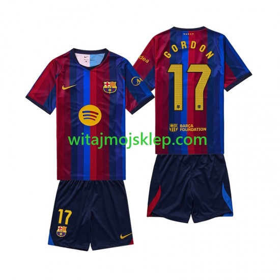 Koszulka FC Barcelona Anthony Gordon 17 Dziecięca Stroje Domowe 2026-2027 Krótkie Rękawy