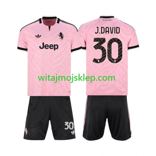 Koszulka Juventus Jonathan David 30 Dziecięca Stroje Wyjazdowe 2026-2027 Krótkie Rękawy