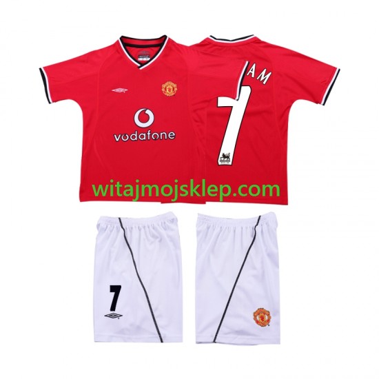 Koszulka Manchester United BECKHAM 7 2000 Retro Dziecięca Stroje Domowe 2002 Krótkie Rękawy