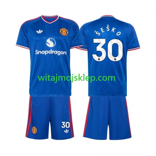 Koszulka Manchester United Benjamin Sesko 30 Dziecięca Stroje Wyjazdowe 2026-2027 Krótkie Rękawy