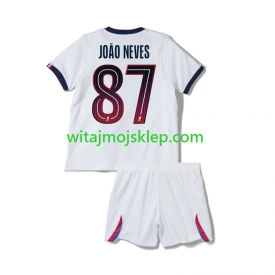 Koszulka Paris Saint-Germain Joao Neves 87 Dziecięca Stroje Wyjazdowe 2026-2027 Krótkie Rękawy