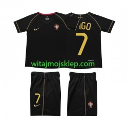 Koszulka Reprezentacja Portugalii FIGO 7 Retro Dziecięca Stroje Wyjazdowe 2006 Krótkie Rękawy