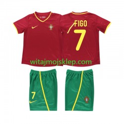 Koszulka Reprezentacja Portugalii FIGO 7 Retro Dziecięca Stroje Domowe 2002 Krótkie Rękawy