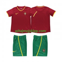 Koszulka Reprezentacja Portugalii Retro Dziecięca Stroje Domowe 2002 Krótkie Rękawy