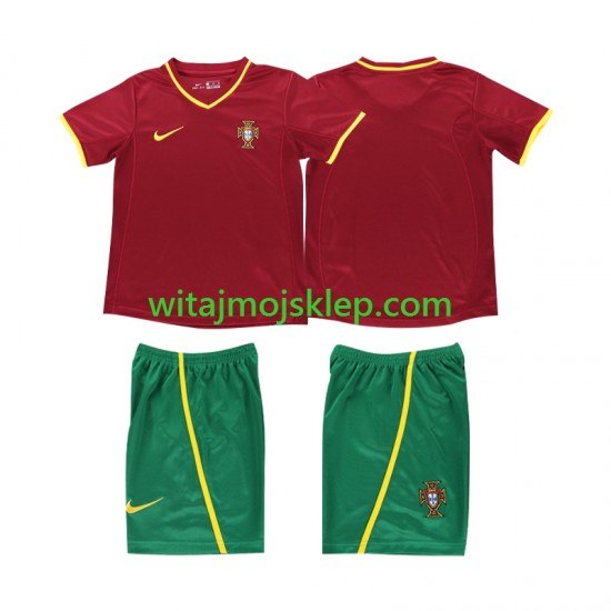 Koszulka Reprezentacja Portugalii Retro Dziecięca Stroje Domowe 2002 Krótkie Rękawy