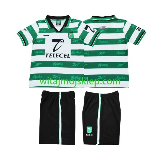 Koszulka Sporting CP 2000 Retro Dziecięca Stroje Domowe 1999 Krótkie Rękawy