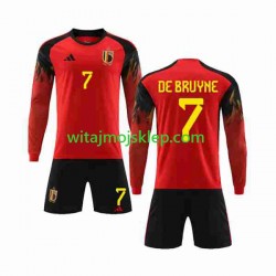 Koszulka Reprezentacja Belgii De Bruyne 7 Dziecięca Stroje Domowe World Cup 2022 Długie Rękawy