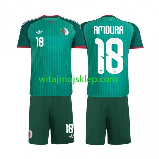 Koszulka Reprezentacja Algierii Mohamed Amoura 18 Dziecięca Stroje Wyjazdowe 2026 Krótkie Rękawy