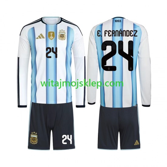 Koszulka Reprezentacja Argentyny Enzo Fernandez 24 Dziecięca Stroje Domowe World Cup 2026 Długie Rękawy