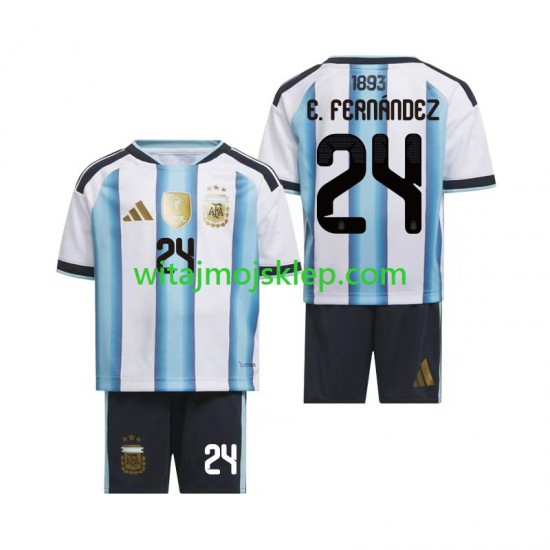 Koszulka Reprezentacja Argentyny Enzo Fernandez 24 Dziecięca Stroje Domowe World Cup 2026 Krótkie Rękawy