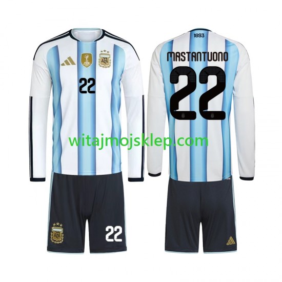 Koszulka Reprezentacja Argentyny Franco Mastantuono 22 Dziecięca Stroje Domowe World Cup 2026 Długie Rękawy