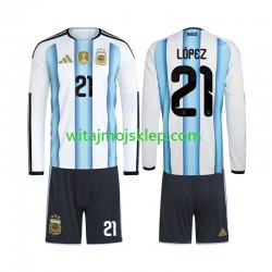 Koszulka Reprezentacja Argentyny Jose Manuel Lopez 21 Dziecięca Stroje Domowe World Cup 2026 Długie Rękawy