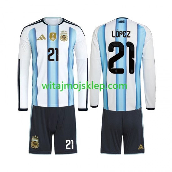 Koszulka Reprezentacja Argentyny Jose Manuel Lopez 21 Dziecięca Stroje Domowe World Cup 2026 Długie Rękawy