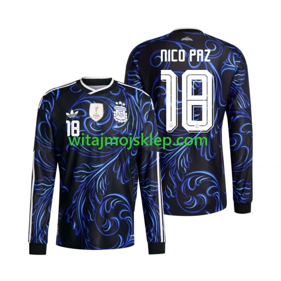 Koszulka Reprezentacja Argentyny Nico Paz 18 Męska Stroje Wyjazdowe World Cup 2026 Długie Rękawy