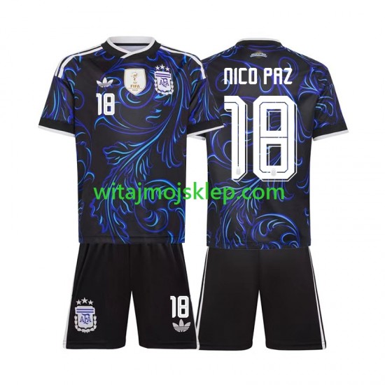 Koszulka Reprezentacja Argentyny Nico Paz 18 Dziecięca Stroje Wyjazdowe World Cup 2026 Krótkie Rękawy