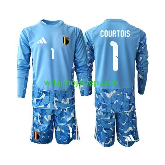 Koszulka Reprezentacja Belgii Thibaut Courtois 1 Bramkarskie Dziecięca Stroje Domowe World Cup 2026 Długie Rękawy