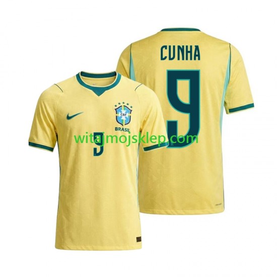 Koszulka Reprezentacja Brazylii Matheus Cunha 9 Męska Stroje Domowe World Cup 2026 Krótkie Rękawy