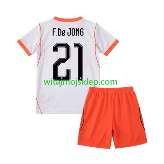Koszulka Reprezentacja Holandii Frenkie de Jong 21 Dziecięca Stroje Wyjazdowe World Cup 2026 Krótkie Rękawy