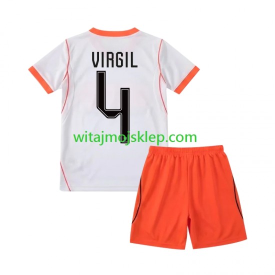 Koszulka Reprezentacja Holandii Virgil van Dijk 4 Dziecięca Stroje Wyjazdowe World Cup 2026 Krótkie Rękawy