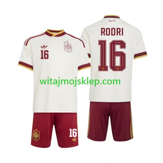 Koszulka Reprezentacja Hiszpanii Rodri 16 Dziecięca Stroje Wyjazdowe World Cup 2026 Krótkie Rękawy