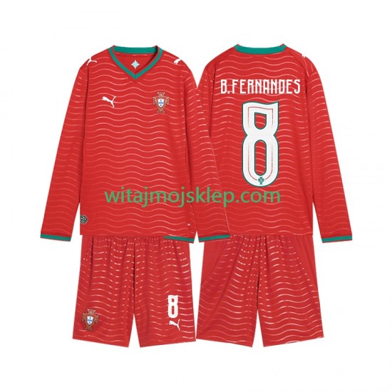Koszulka Reprezentacja Portugalii Bruno Fernandes 8 Dziecięca Stroje Domowe World Cup 2026 Długie Rękawy