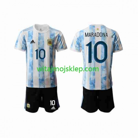Koszulka Reprezentacja Argentyny Maradona 10 2020-2021 Dziecięca Stroje Domowe Krótkie Rękawy
