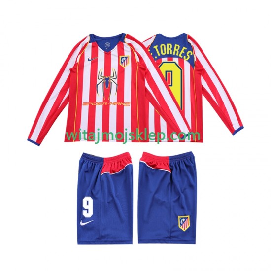 Koszulka Atlético Madryt F TORRES 9 2005 Retro Dziecięca Stroje Domowe 2004 Długie Rękawy