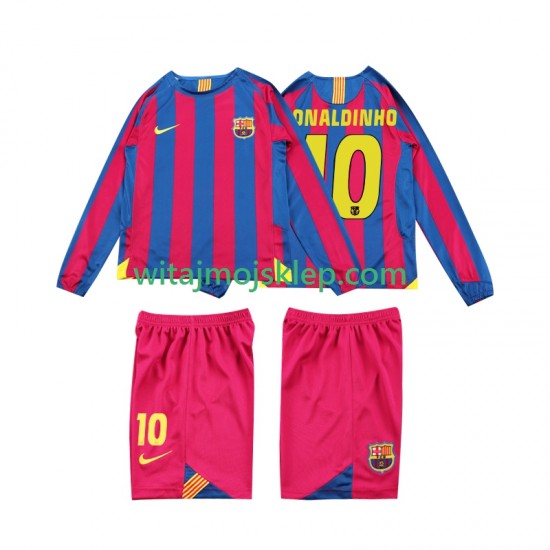 Koszulka FC Barcelona RONALDINHO 10 2005 Retro Dziecięca Stroje Domowe 2006 Długie Rękawy