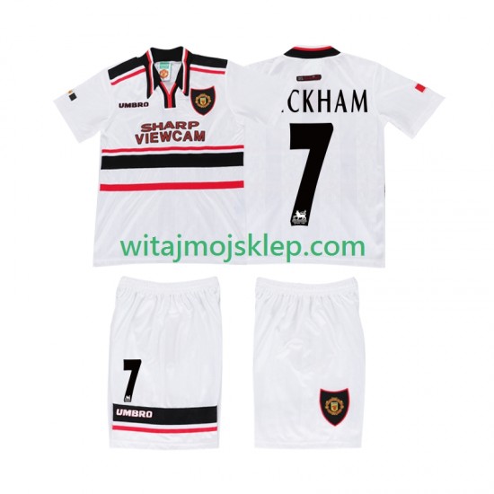Koszulka Manchester United BECKHAM 7 Retro Dziecięca Stroje Wyjazdowe 1998 Krótkie Rękawy