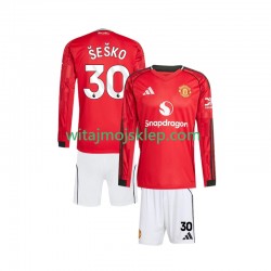 Koszulka Manchester United Benjamin Sesko 30 Dziecięca Stroje Domowe 2025-2026 Długie Rękawy