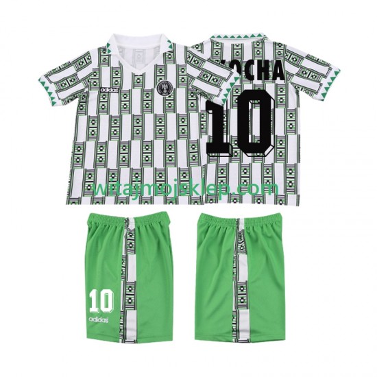 Koszulka Reprezentacja Nigerii OKOCHA 10 Retro Dziecięca Stroje Wyjazdowe 1994 Krótkie Rękawy