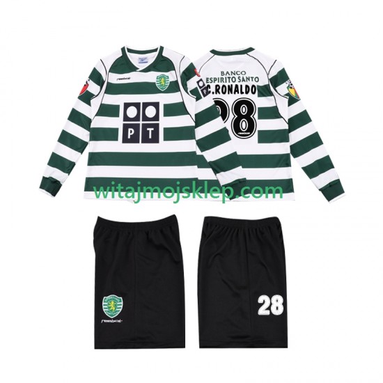Koszulka Sporting CP Cristiano Ronaldo 28 2001 2003 Retro Dziecięca Stroje Domowe Długie Rękawy