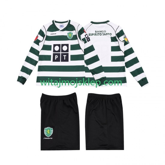 Koszulka Sporting CP 2001 2003 Retro Dziecięca Stroje Domowe Długie Rękawy