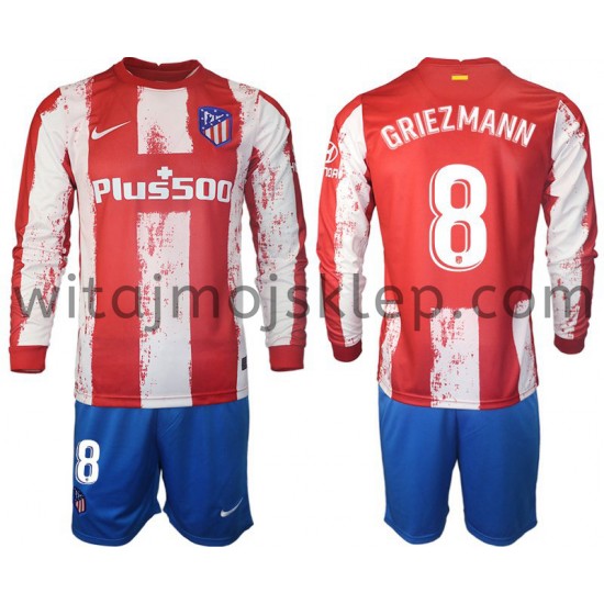 Koszulka Atlético Madryt GRIEZMANN 8 Dziecięca Stroje Domowe 2021-2022 Długie Rękawy