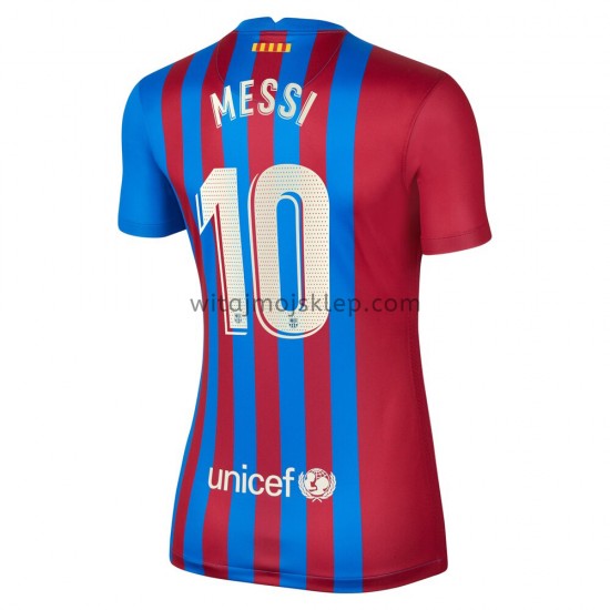 Koszulka FC Barcelona Lionel Messi 10 Damska Stroje Domowe 2021-2022 Krótkie Rękawy
