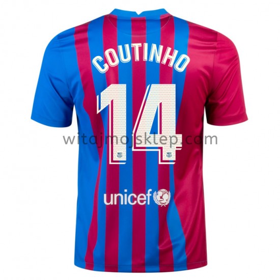 Koszulka FC Barcelona Philippe Coutinho 14 Stroje Domowe 2021-2022 Krótkie Rękawy