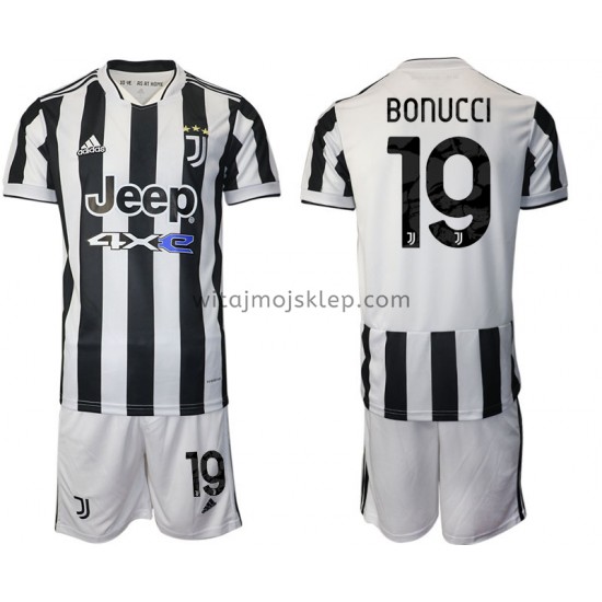 Koszulka Juventus Leonardo Bonucci 19 Dziecięca Stroje Domowe 2021-2022 Krótkie Rękawy