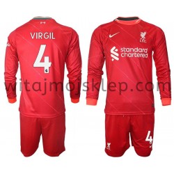 Koszulka Liverpool VIRGIL 4 Dziecięca Stroje Domowe 2021-2022 Długie Rękawy